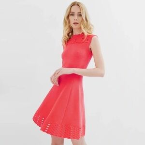 NWT - Ted Baker - Zaralie Jacquard Panel Skater Dress (TB Size 2) - Mid Orange